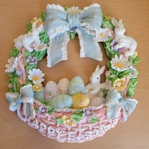 Hand Painted Resin Hanging Easter Wreath